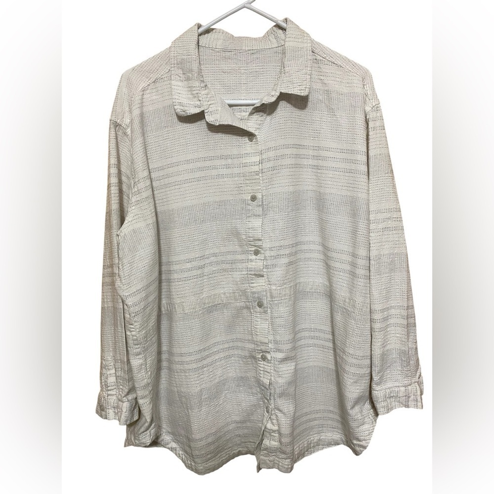 Poetry Hemp & Organic Cotton Blend Textured Long Sleeve Woman’s Size 14 Shirt.
